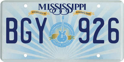 MS license plate BGY926