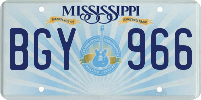 MS license plate BGY966