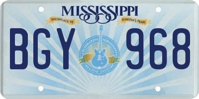 MS license plate BGY968