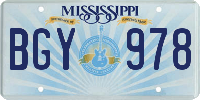 MS license plate BGY978