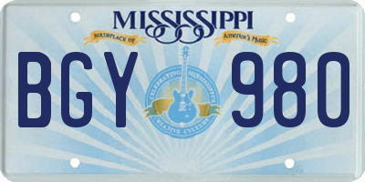 MS license plate BGY980