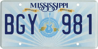 MS license plate BGY981