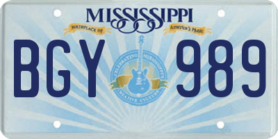 MS license plate BGY989