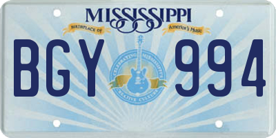 MS license plate BGY994