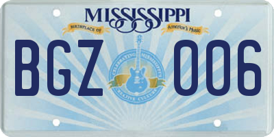 MS license plate BGZ006