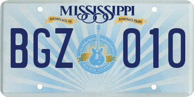 MS license plate BGZ010