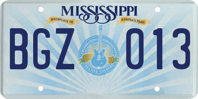 MS license plate BGZ013