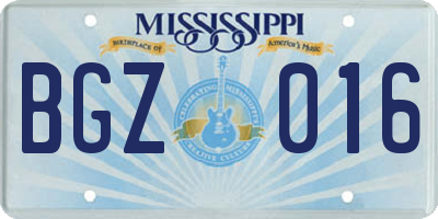 MS license plate BGZ016