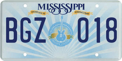 MS license plate BGZ018