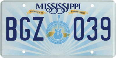 MS license plate BGZ039