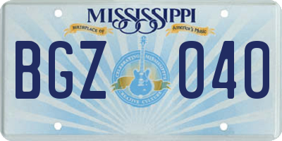 MS license plate BGZ040