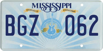 MS license plate BGZ062