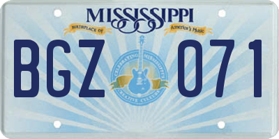 MS license plate BGZ071
