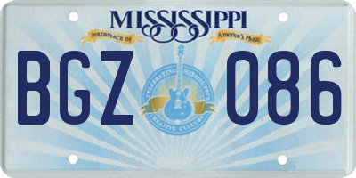 MS license plate BGZ086