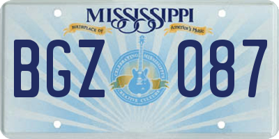 MS license plate BGZ087