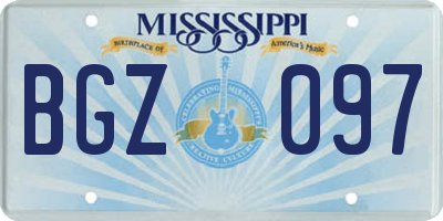MS license plate BGZ097