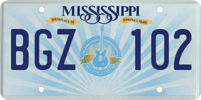 MS license plate BGZ102