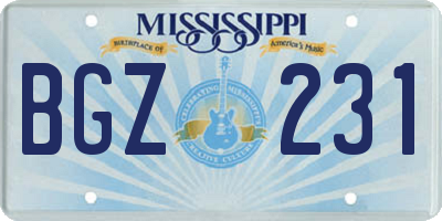 MS license plate BGZ231