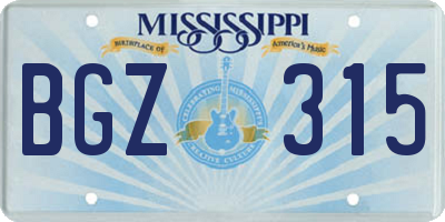 MS license plate BGZ315