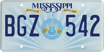 MS license plate BGZ542