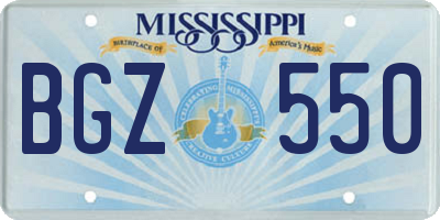 MS license plate BGZ550