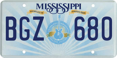 MS license plate BGZ680