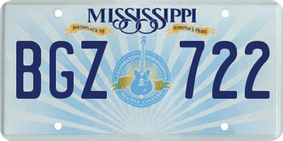 MS license plate BGZ722