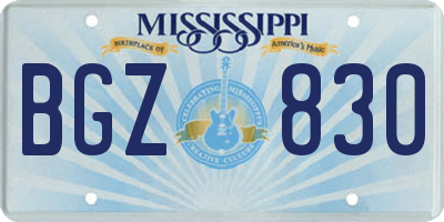 MS license plate BGZ830