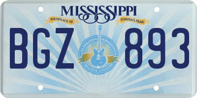 MS license plate BGZ893