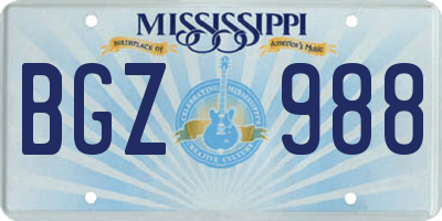 MS license plate BGZ988
