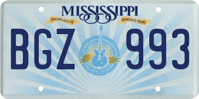 MS license plate BGZ993