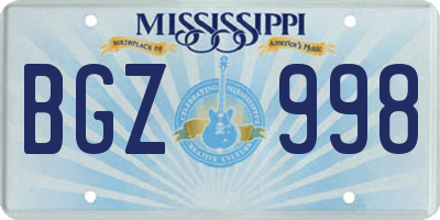 MS license plate BGZ998