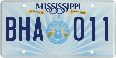 MS license plate BHA011