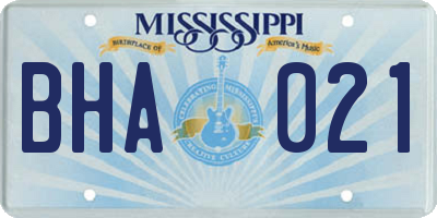 MS license plate BHA021