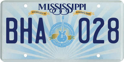 MS license plate BHA028
