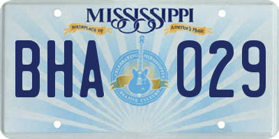 MS license plate BHA029