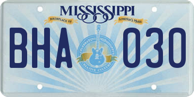 MS license plate BHA030