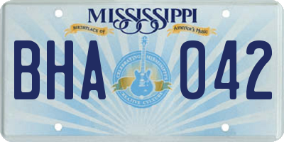 MS license plate BHA042