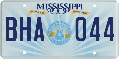 MS license plate BHA044
