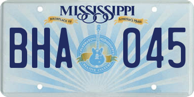 MS license plate BHA045