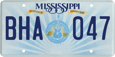 MS license plate BHA047