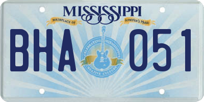 MS license plate BHA051