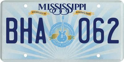 MS license plate BHA062