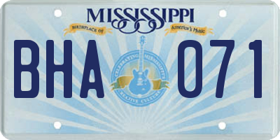 MS license plate BHA071