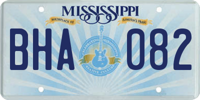 MS license plate BHA082