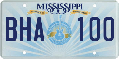 MS license plate BHA100