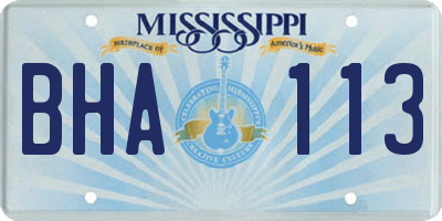 MS license plate BHA113