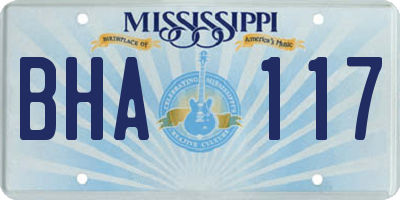 MS license plate BHA117