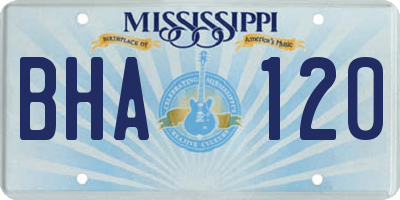 MS license plate BHA120