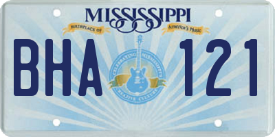 MS license plate BHA121